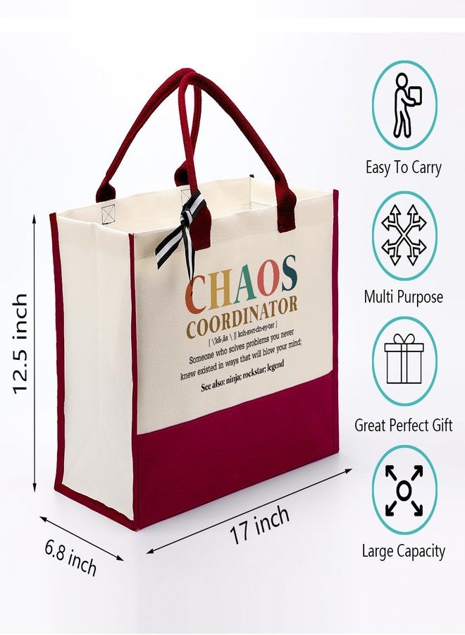 EDCTO Canvas Tote Bag, Cotton Canvas Tote Bag, Chaos Coordinator Bag, Gifts for Boss Lady/Friend/Coworker/Teacher, Mom Birthday Gift, Canvas Tote Bags for Women, Womens Weekend Bag, Canvas Beach Bag A - Image 2